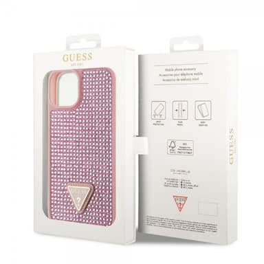 Guess iPhone 15 Skal Rhinestone Rosa