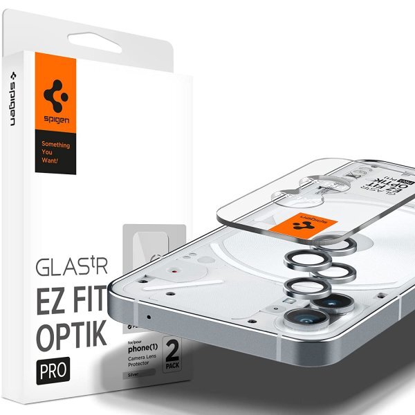 Spigen Nothing Phone (1) Kameralinsskydd GLAS.tR EZ Fit Optik Pro 2-pack Silver