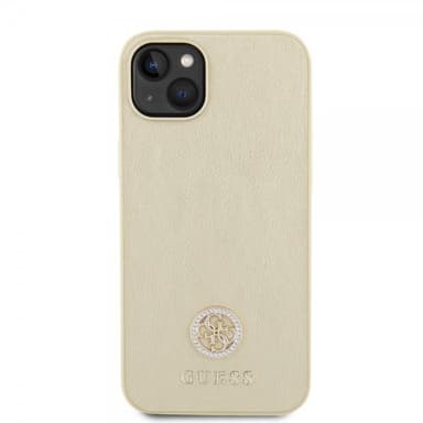 Guess iPhone 15 Skal Metal Logo Strass Guld