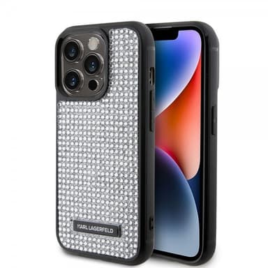 Karl Lagerfeld iPhone 15 Pro Skal Rhinestone Silver