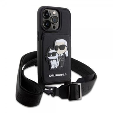 Karl Lagerfeld iPhone 14 Pro Max Skal Crossbody Cardslot Cover Svart