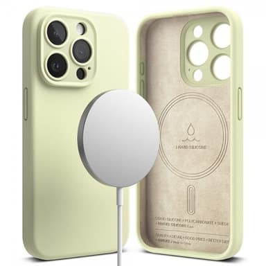 Ringke iPhone 15 Pro Skal Silicone Magnetic Sunny Lime