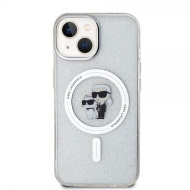Karl Lagerfeld iPhone 15 Skal Karl & Choupette Glitter MagSafe Transparent