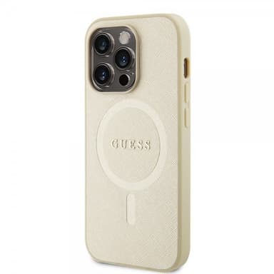 Guess iPhone 15 Pro Skal Saffiano MagSafe Beige