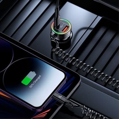 USAMS Billaddare 60W Car Charger with Spring Cable