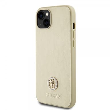 Guess iPhone 15 Skal Metal Logo Strass Guld