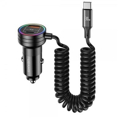 USAMS Billaddare 60W Car Charger with Spring Cable