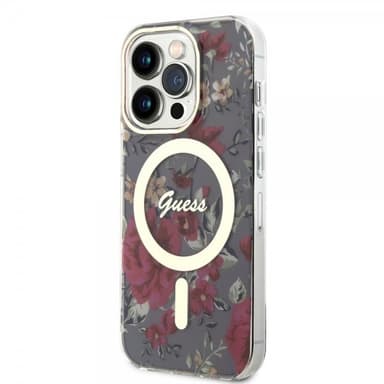 Guess iPhone 14 Pro Skal Flower MagSafe Kaki