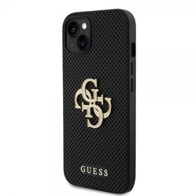 Guess iPhone 15 Skal Perforated Glitter Svart