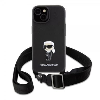 Karl Lagerfeld iPhone 15 Plus Skal Saffiano Crossbody Svart