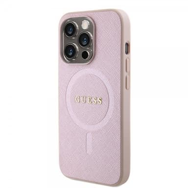 Guess iPhone 15 Pro Skal Saffiano MagSafe Rosa