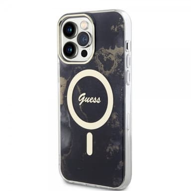 Guess iPhone 14 Pro Max Skal Golden Marble MagSafe Svart