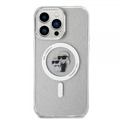 Karl Lagerfeld iPhone 15 Pro Max Skal Karl & Choupette Glitter MagSafe Transparent