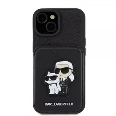 Karl Lagerfeld iPhone 15 Skal Saffiano Card Slots & Stand Svart