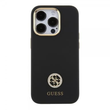 Guess iPhone 15 Pro Skal Liquid Silicone Metal Logo Svart