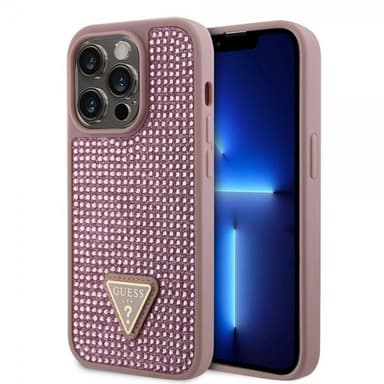 Guess iPhone 15 Pro Skal Rhinestone Rosa