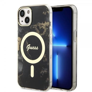 Guess iPhone 14 Skal Golden Marble MagSafe Svart