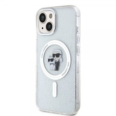 Karl Lagerfeld iPhone 15 Skal Karl & Choupette Glitter MagSafe Transparent