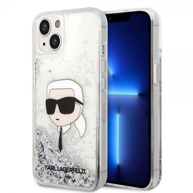 Karl Lagerfeld iPhone 15 Skal Liquid Glitter NFT Karl Silver