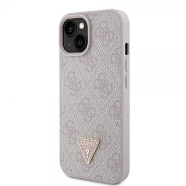 Guess iPhone 15 Skal 4G Metal Triangle Strass Rosa