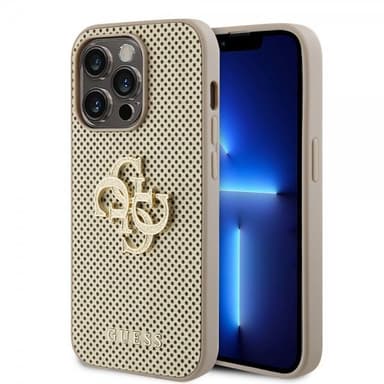 Guess iPhone 15 Pro Skal Perforated Glitter Guld