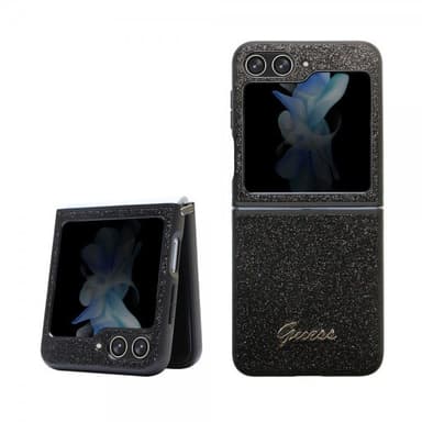 Guess Samsung Galaxy Z Flip 5 Skal Glitter Flakes Metal Logo Svart