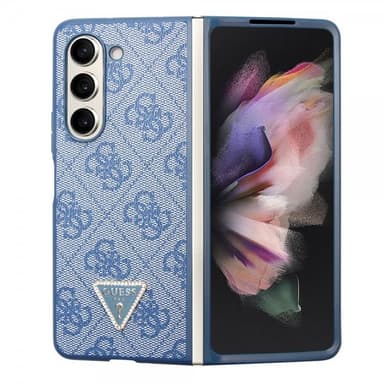 Guess Samsung Galaxy Z Fold 5 Skal 4G Metal Triangle Strass Blå