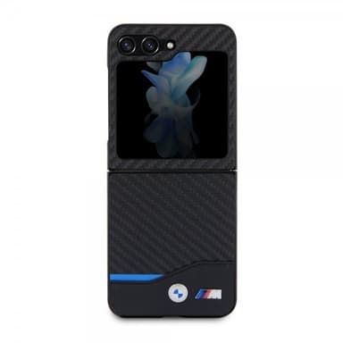 BMW Samsung Galaxy Z Flip 5 Skal Carbon Effect Metal Logo Svart