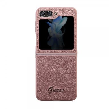 Guess Samsung Galaxy Z Flip 5 Skal Glitter Flakes Metal Logo Rosa