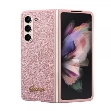 Guess Samsung Galaxy Z Fold 5 Skal Glitter Flakes Metal Logo Rosa