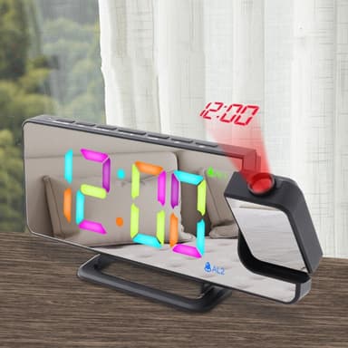 Projektorklocka digital klocka RGB-ljus 6 ljusstyrka 180° roterbar pro