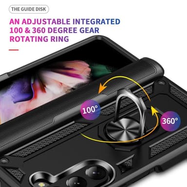 SKALO Samsung Z Fold5 Armor Hybrid Metallring skal - Svart
