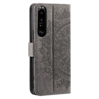 SKALO Sony Xperia 1 V Mandala Plånboksfodral - Grå