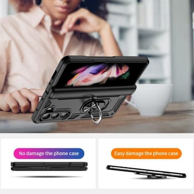SKALO Samsung Z Fold5 Armor Hybrid Metallring skal - Svart