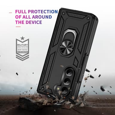 SKALO Samsung Z Fold5 Armor Hybrid Metallring skal - Svart
