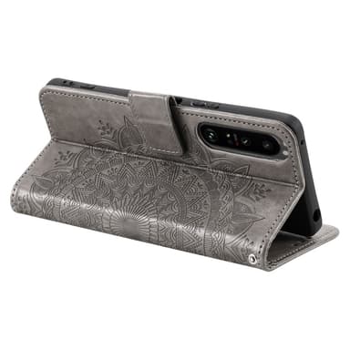 SKALO Sony Xperia 1 V Mandala Plånboksfodral - Grå