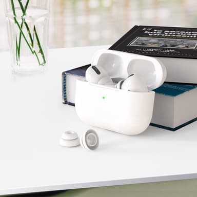 2-PACK AHASTYLE AirPods Pro 1/2 Öronkuddar i Silikon Dubbel Design L - Vit