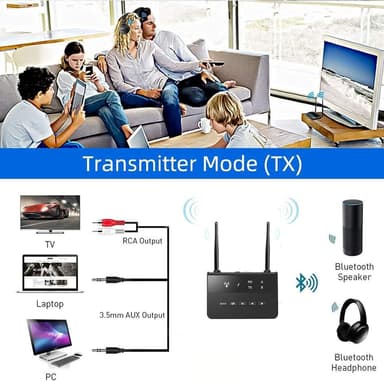 NÖRDIC Bluetooth 5.2 trådlös sändare och mottagre DAC Qualcomm aptX Adaptive aptX HD 3.5mm AUX RCA