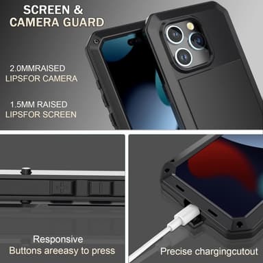 Heavy Duty Robust Hybrid-fodral Skal + härdat glas för iPhone 15