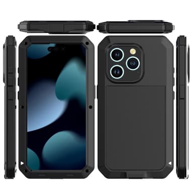 iPhone 15 Pro Heavy Duty Robust Hybrid-fodral Skal + härdat glas