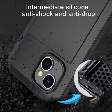 Heavy Duty Robust Hybrid-fodral Skal + härdat glas för iPhone 15
