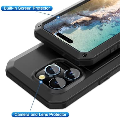 iPhone 15 Pro Max Heavy Duty Robust Hybrid-fodral Skal + härdat glas