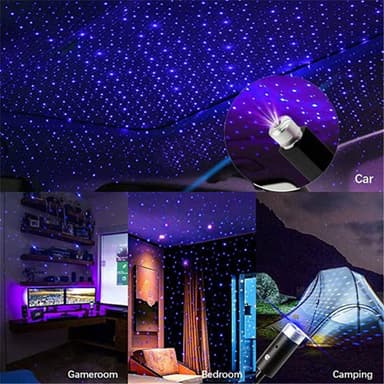 USB Lampa bil sovrum tak Projektor Star Light - Blå/Lila Ljus
