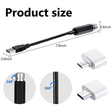 USB Lampa bil sovrum tak Projektor Star Light - Blå/Lila Ljus