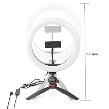 Nedis Ringljus | 10 inch | 120 LED's | 2700 - 6700 K | Trevbensstativ | Svart