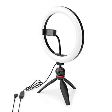 Nedis Ringljus | 10 inch | 120 LED's | 2700 - 6700 K | Trevbensstativ | Svart