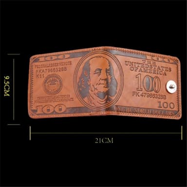 Plånbok Börs 100 dollar sedel Pengar Bifold korthållare - Brun