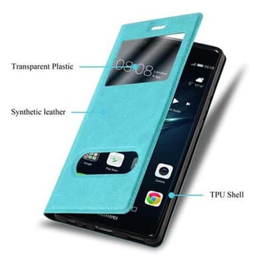 Huawei P9 Plånboksfodral Skal (Turkos)