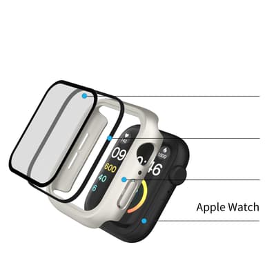 2-pack vattentätt fodral för Apple Watch iWatch 9/8/7/6/5/4 IPX8 silve