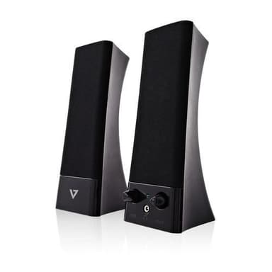 V7 SP2500, 2.0 kanaler, Kabel, 10 W, 100 - 20000 hz, 50000 Ω, Svart